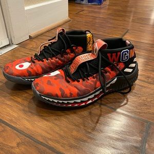 Adidas BAPE DAME LILARD RED CAMO SIZE 10.5